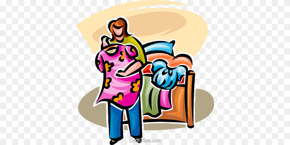 Woman Folding Laundry Royalty Vector Clip Art Cartoon, Adult, Person, Female, Hand Png