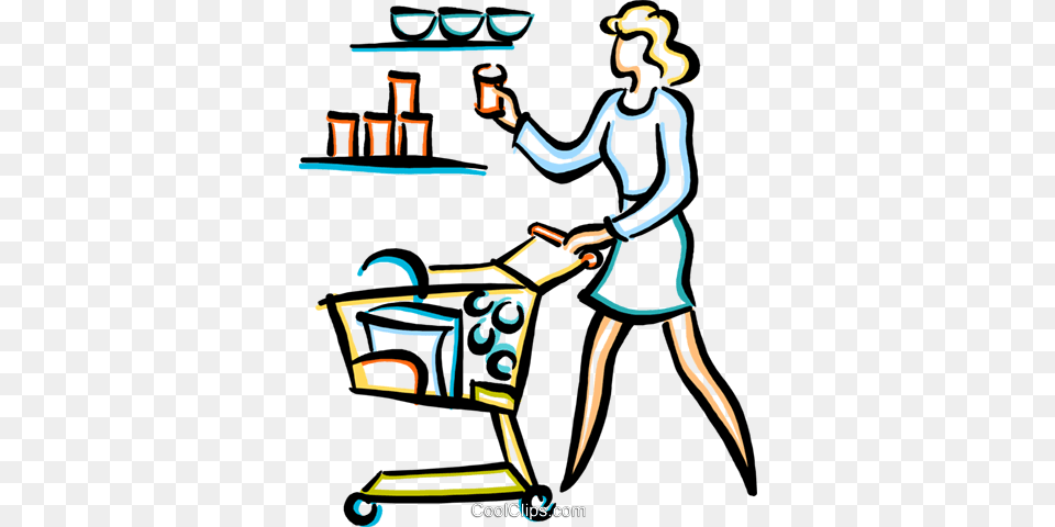 Woman Food Shopping Royalty Vector Clip Art Illustration, Person, Cleaning, Advertisement, Poster Free Transparent Png