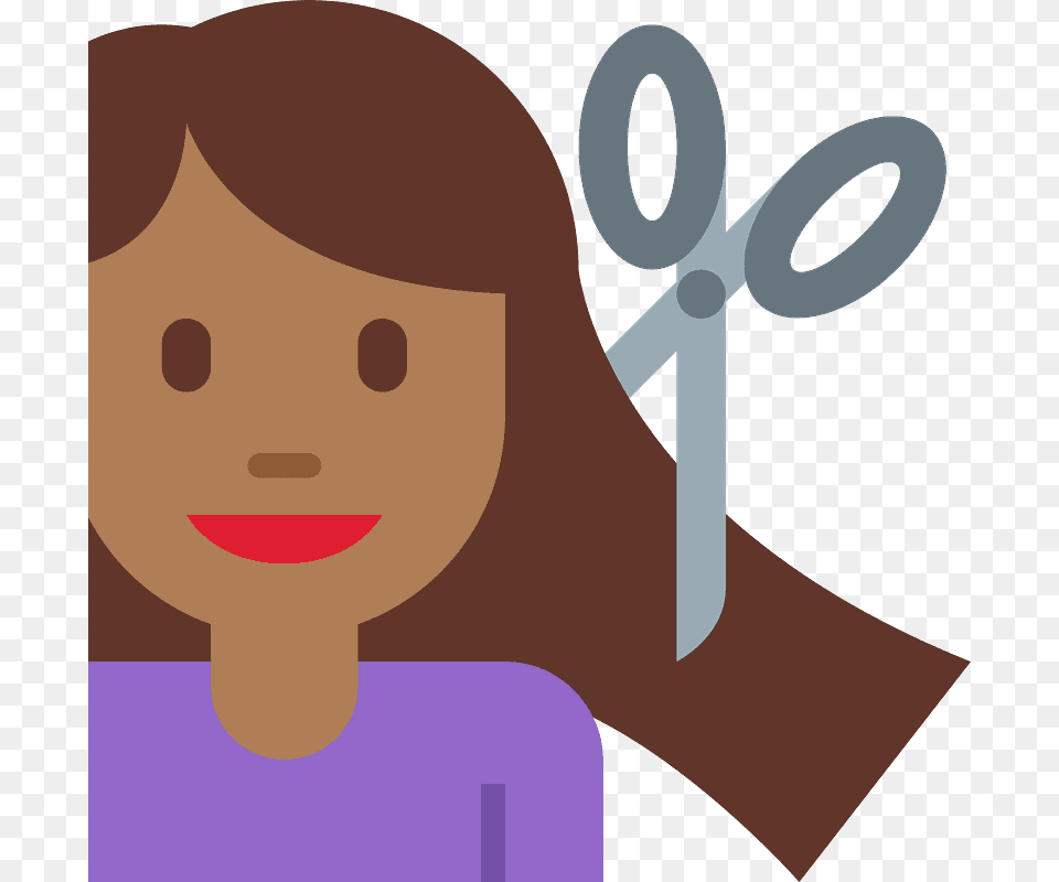 Woman Getting Haircut Emoji With Medium Dark Skin Cartoon Hair Getting Cut, Head, Person, Animal, Fish Png Image