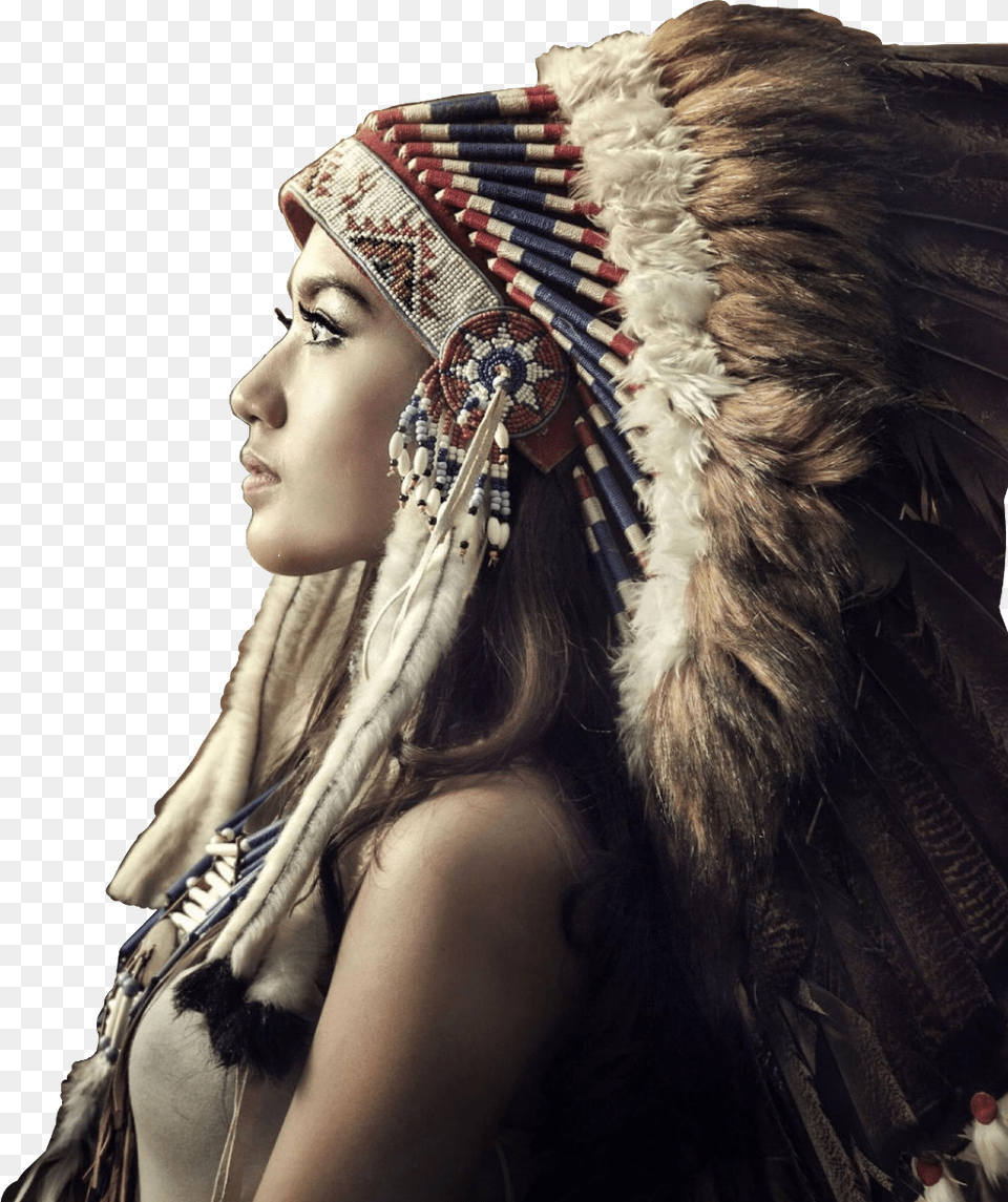 Woman Girl Profile Face Indian Native American Girl With Headdress, Adult, Female, Person, Head Free Transparent Png