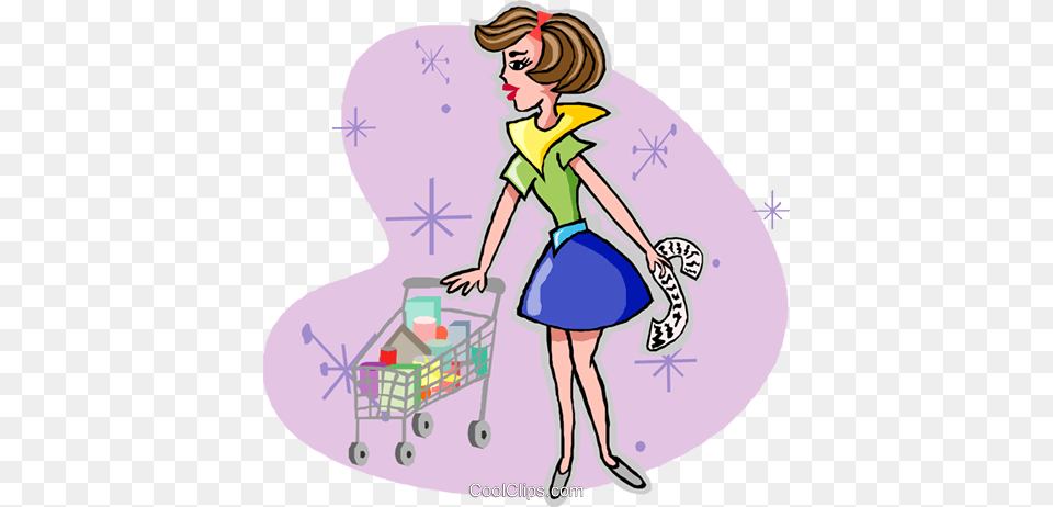 Woman Grocery Shopping Royalty Vector Clip Art Illustration, Person, Face, Head Free Png Download