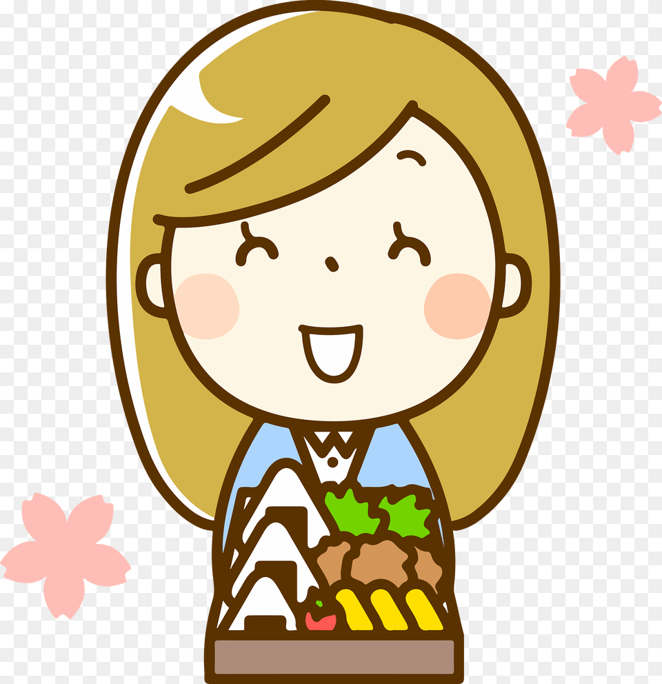 Woman Hanami Cherry Blossoms Clipart, Lunch, Food, Meal, Sweets Png Image