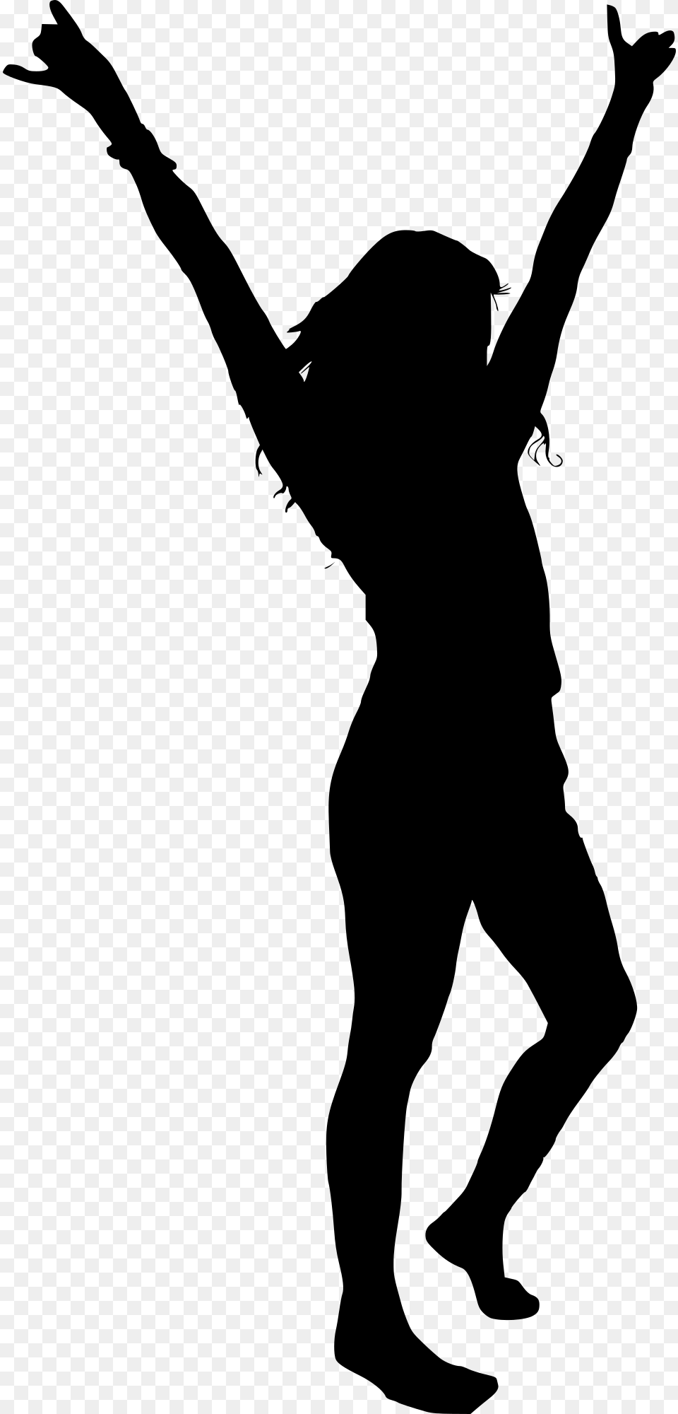 Woman Hands Up Girl With Hands Up Silhouette, Gray Free Png