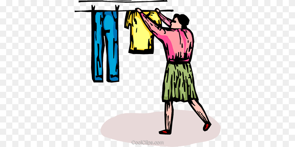 Woman Hanging Clothes On A Clothes Line Royalty Vector Clip, Adult, Female, Person, Dressing Room Free Transparent Png