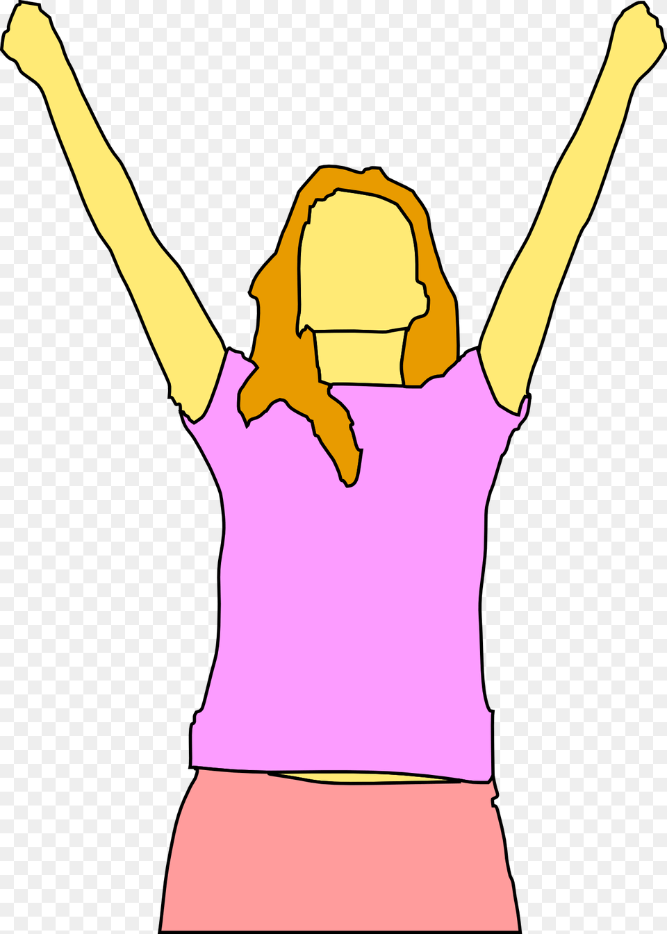 Woman Happy Girl Lady Hands Raised Exercises Person Raising Hands Clipart, Face, Head, Clothing, T-shirt Free Png Download