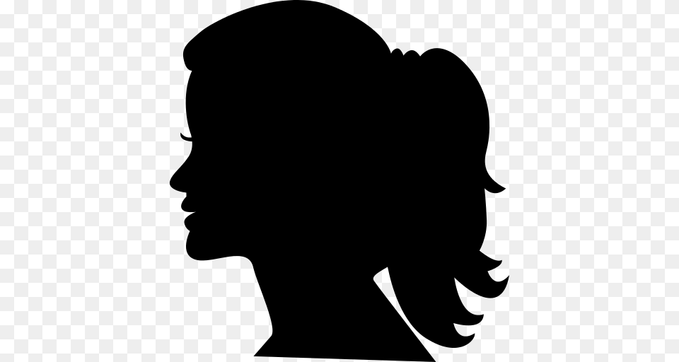 Woman Head Side Silhouette Icon, Gray Png Image