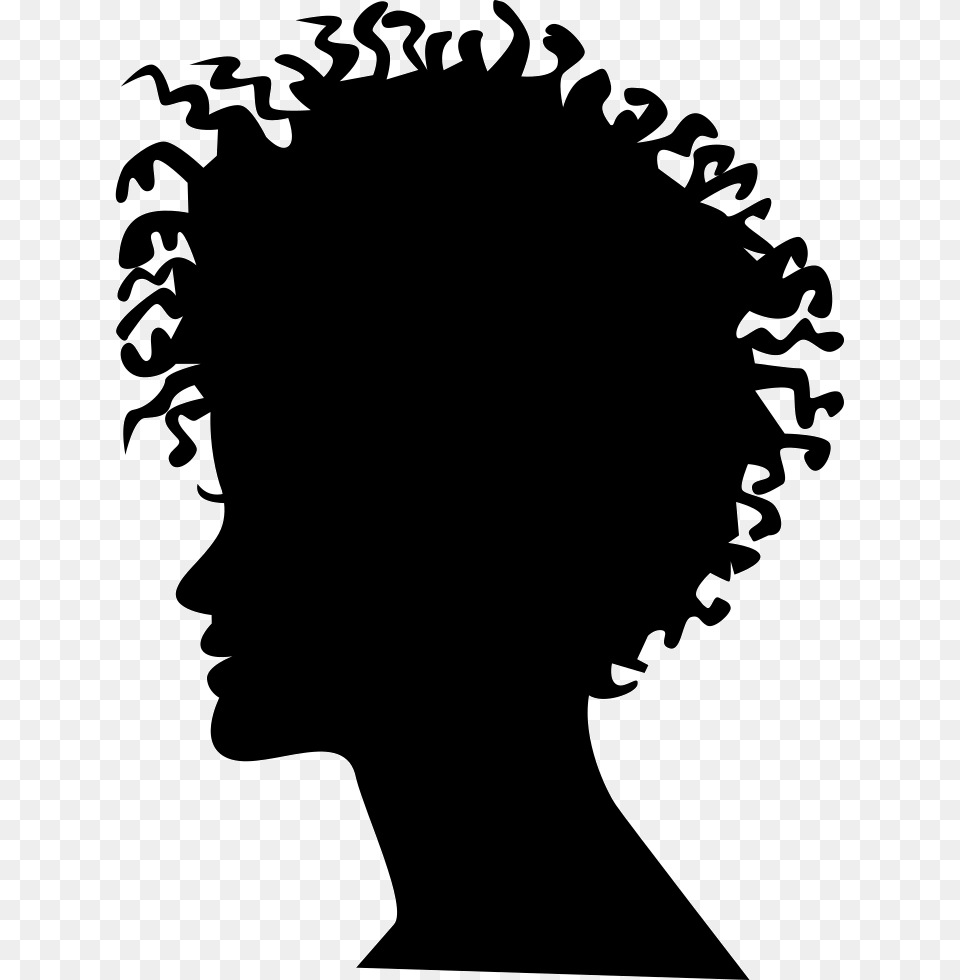 Woman Head Silhouette With Short Curled Hair Style Silhouette Afro, Stencil, Adult, Person, Female Free Png