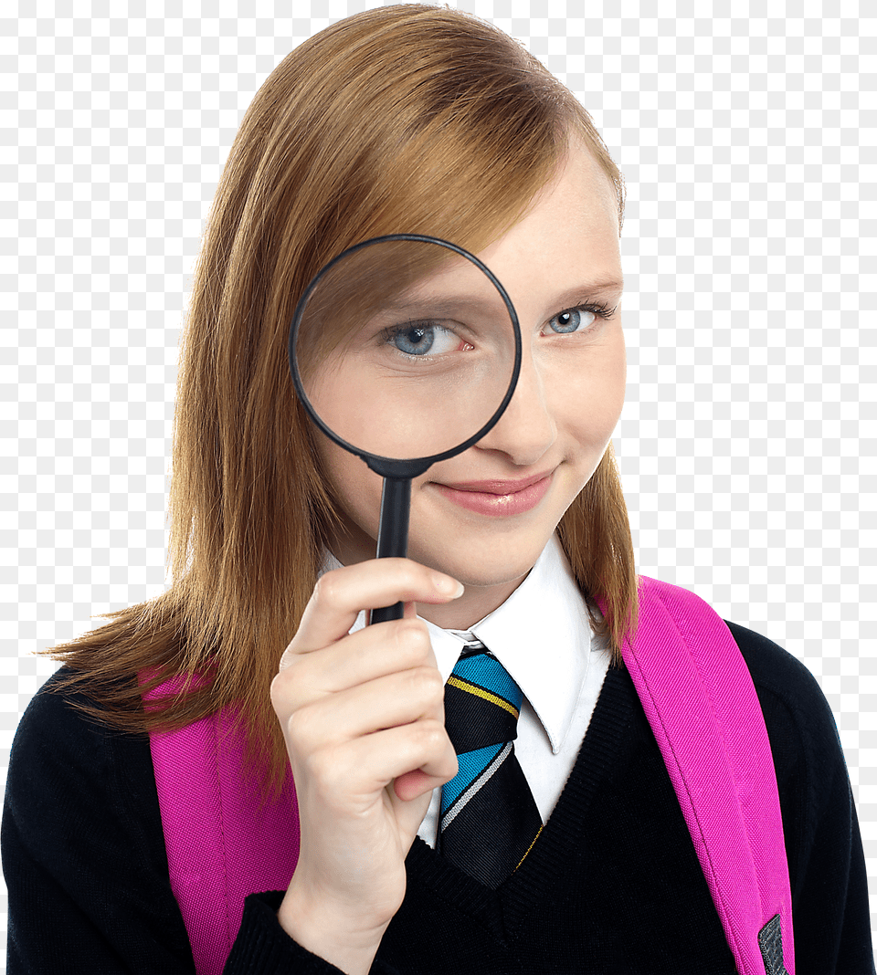 Woman Holding Magnifying Glass Free Png