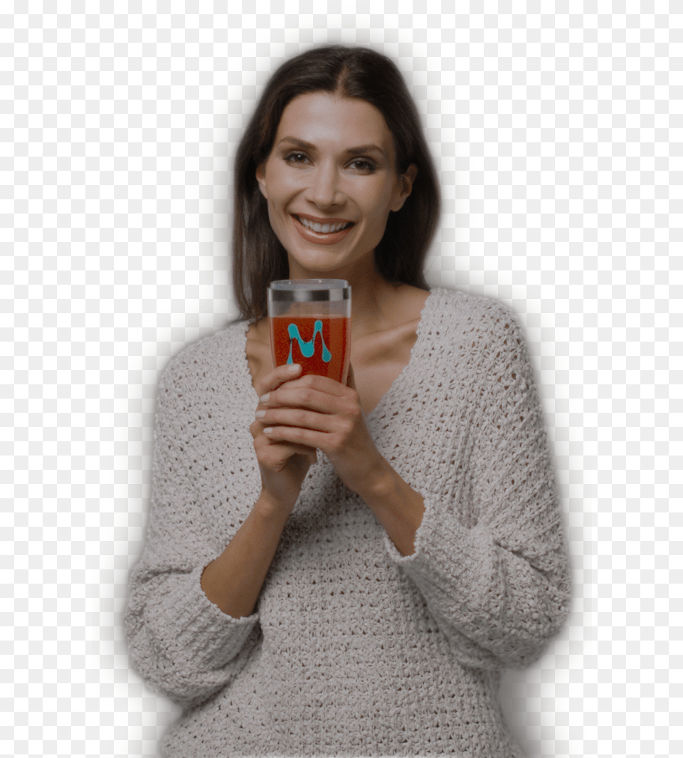 Woman Holding Mixfit Drink Girl, Adult, Sweater, Photography, Person Png Image