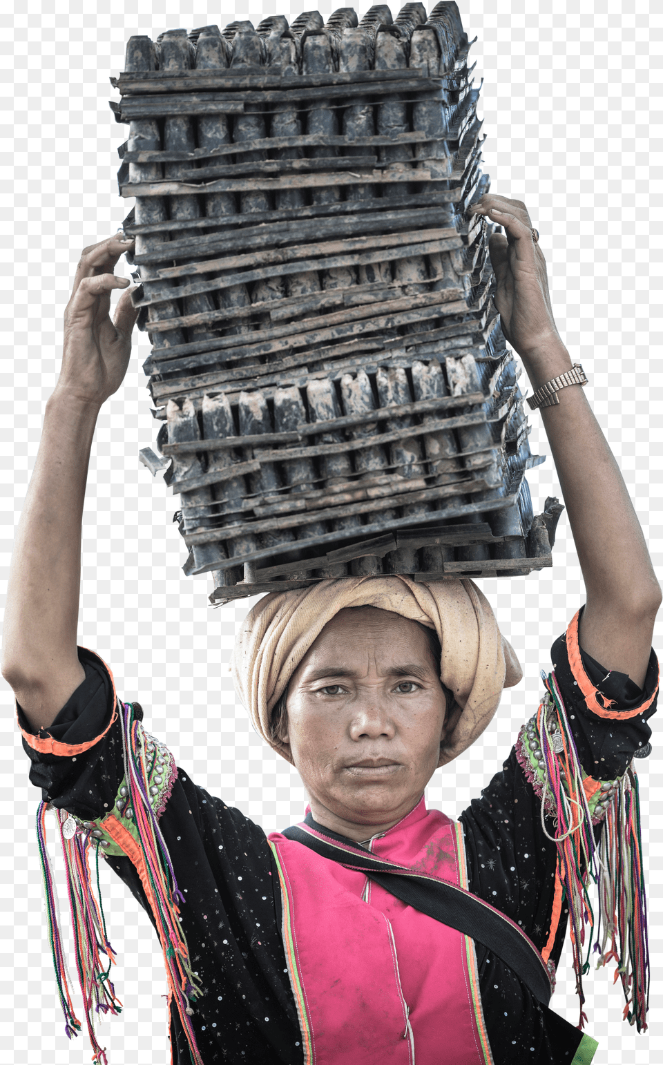 Woman Holding Paper Egg Tray Tradition Png Image