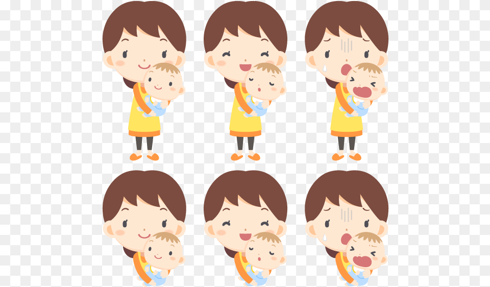 Woman Hug Baby With Different Emotions And Cartoon Woman Different Emotions, Food, Ice Cream, Cream, Dessert Png