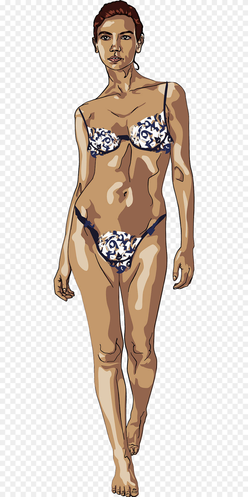 Woman In A Bikini Walking Clipart, Clothing, Swimwear, Adult, Male Png Image