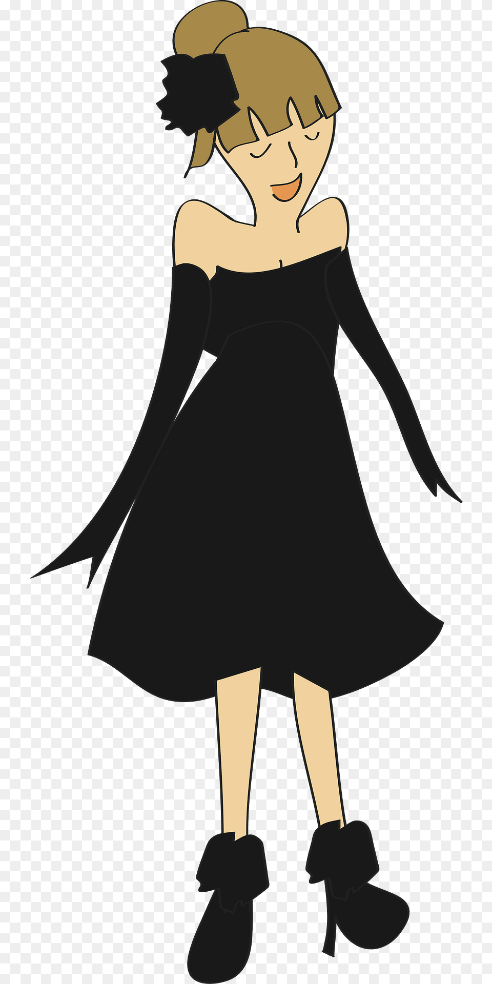 Woman In A Black Gown Clipart, Cartoon, Person, Book, Comics Free Png