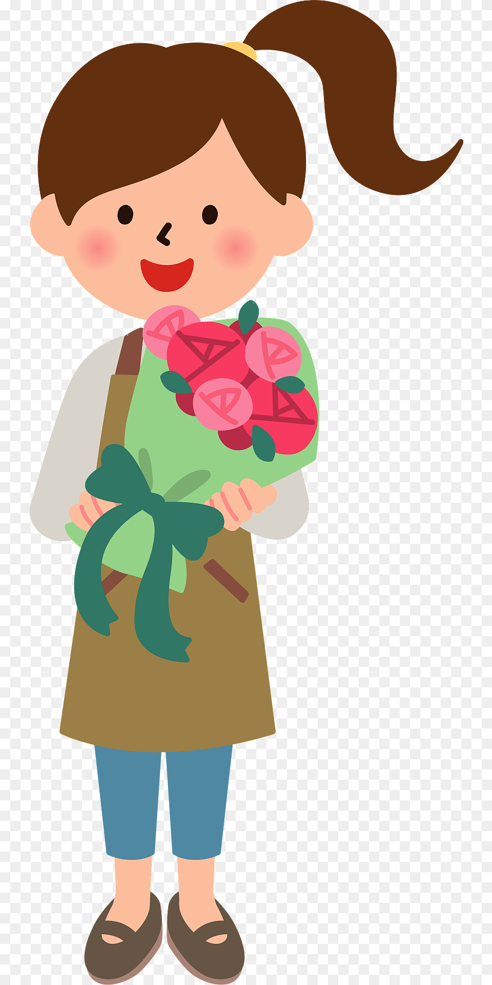 Woman In A Flower Shop Clipart, Art, Baby, Graphics, Person Free Png