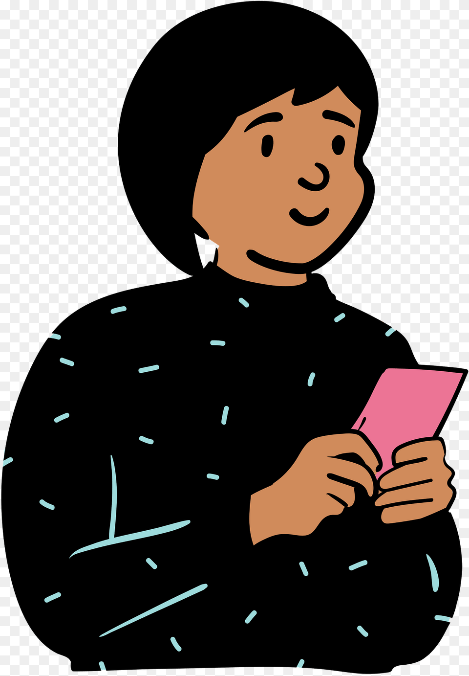 Woman In Black Sweater Reading Paper Clipart, Person, Baby, Face, Head Png Image