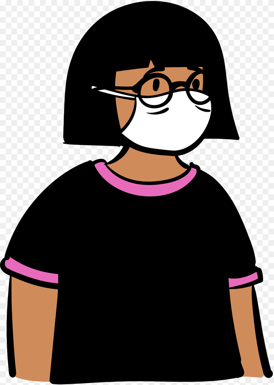 Woman In Black T Shirt Wearing Face Mask Clipart, Clothing, T-shirt, Adult, Female Png