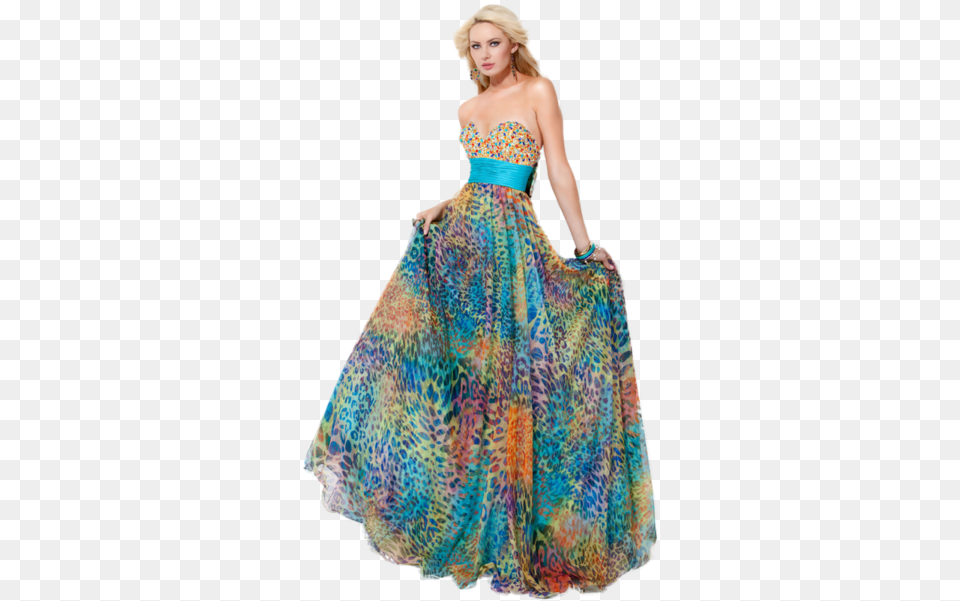 Woman In Blue Dress Dress That Looks Like The Sea, Clothing, Evening Dress, Fashion, Formal Wear Free Transparent Png