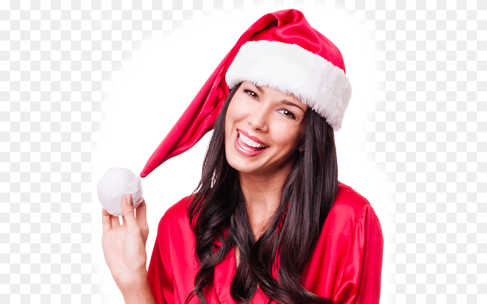 Woman In Christmas Hat, Smile, Portrait, Face, Photography Free Png