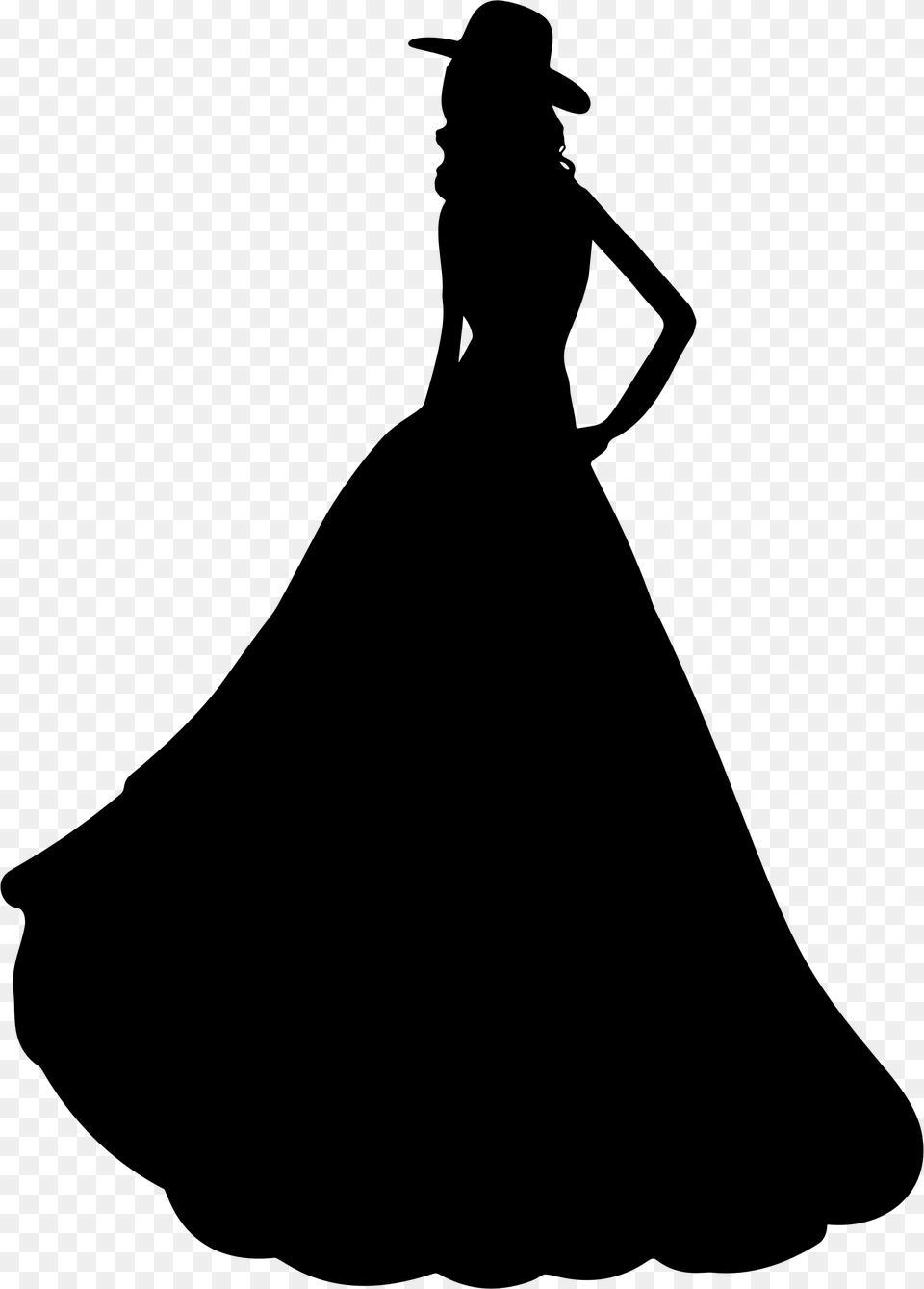 Woman In Dress Silhouette, Gray Free Png Download