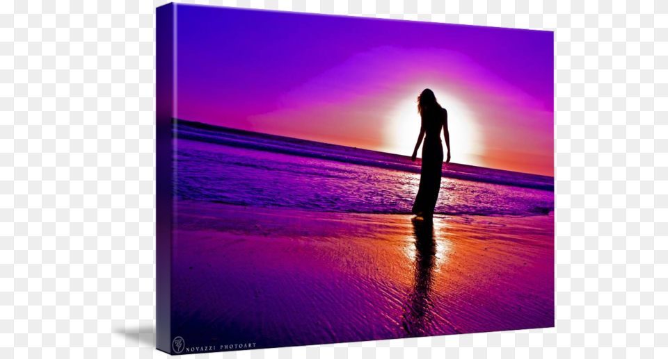 Woman In Dress Silhouette Purple By Jonah Silhouette Sunset Woman, Sky, Nature, Outdoors, Beach Free Png
