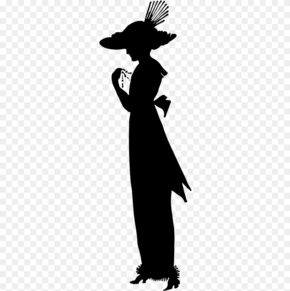 Woman In Dress Silhouette Silhouette Of 15th Century Woman, Gray Png