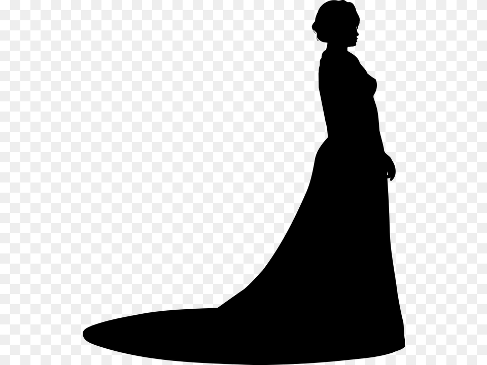 Woman In Gown Silhouette Clipart, Gray Png