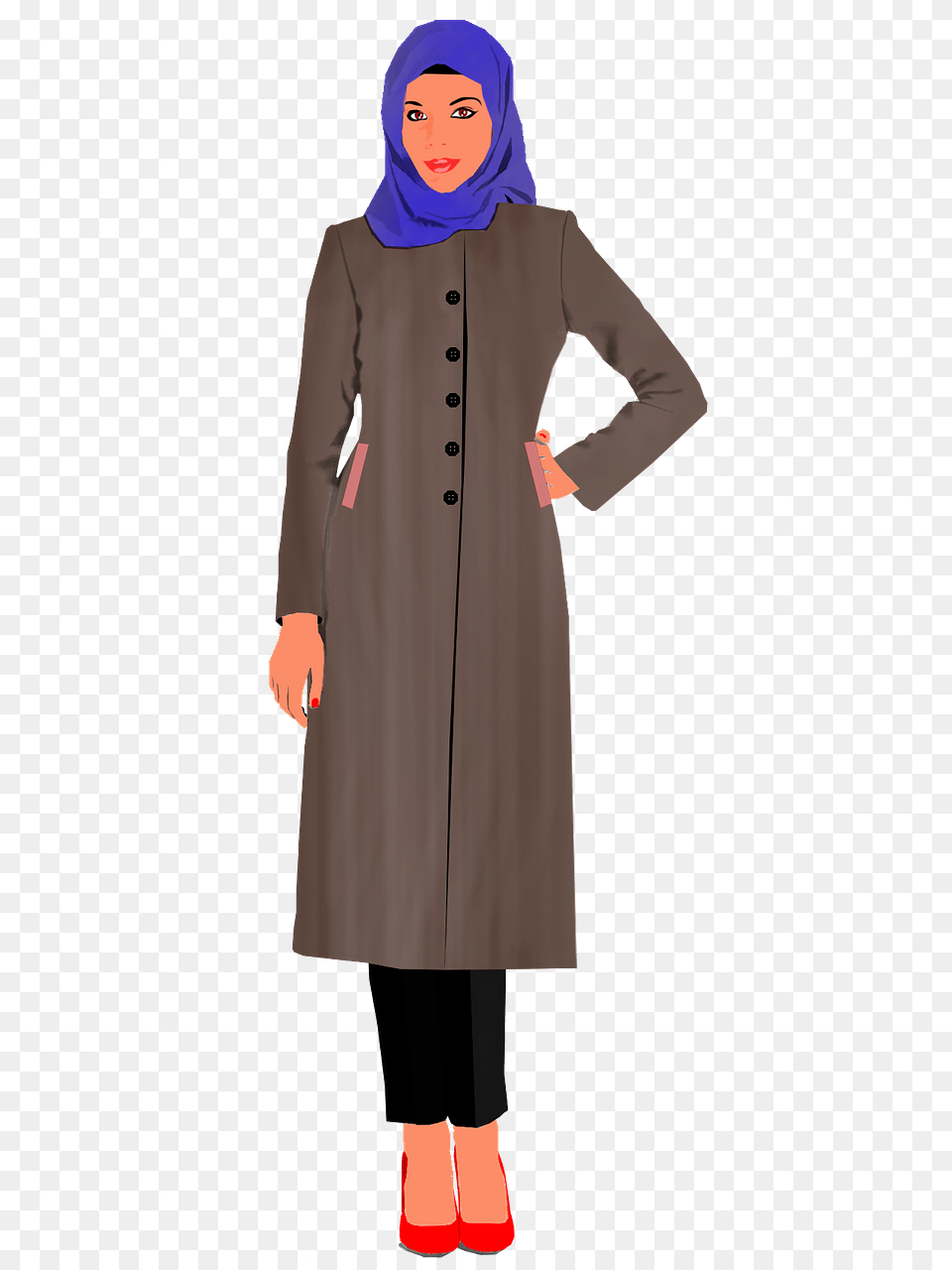 Woman In Hijab Clipart, Clothing, Coat, Sleeve, Long Sleeve Png