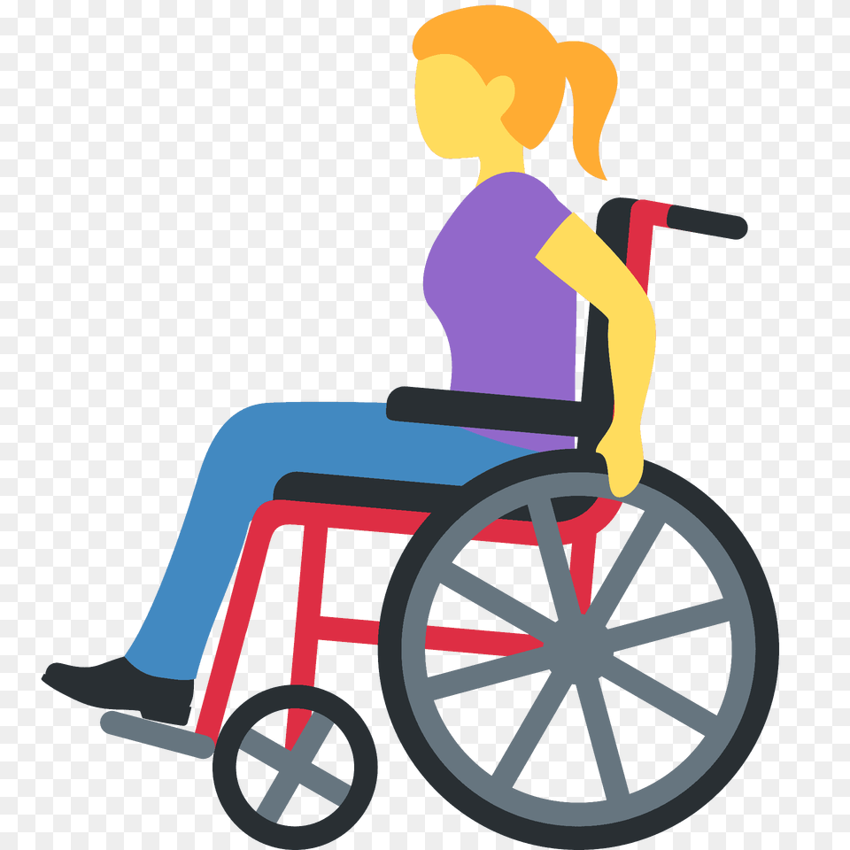 Woman In Manual Wheelchair Emoji Clipart, Chair, Furniture, Person, Machine Png