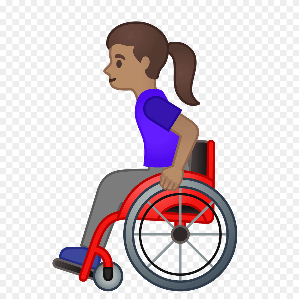 Woman In Manual Wheelchair Emoji Clipart, Furniture, Chair, Face, Head Png Image