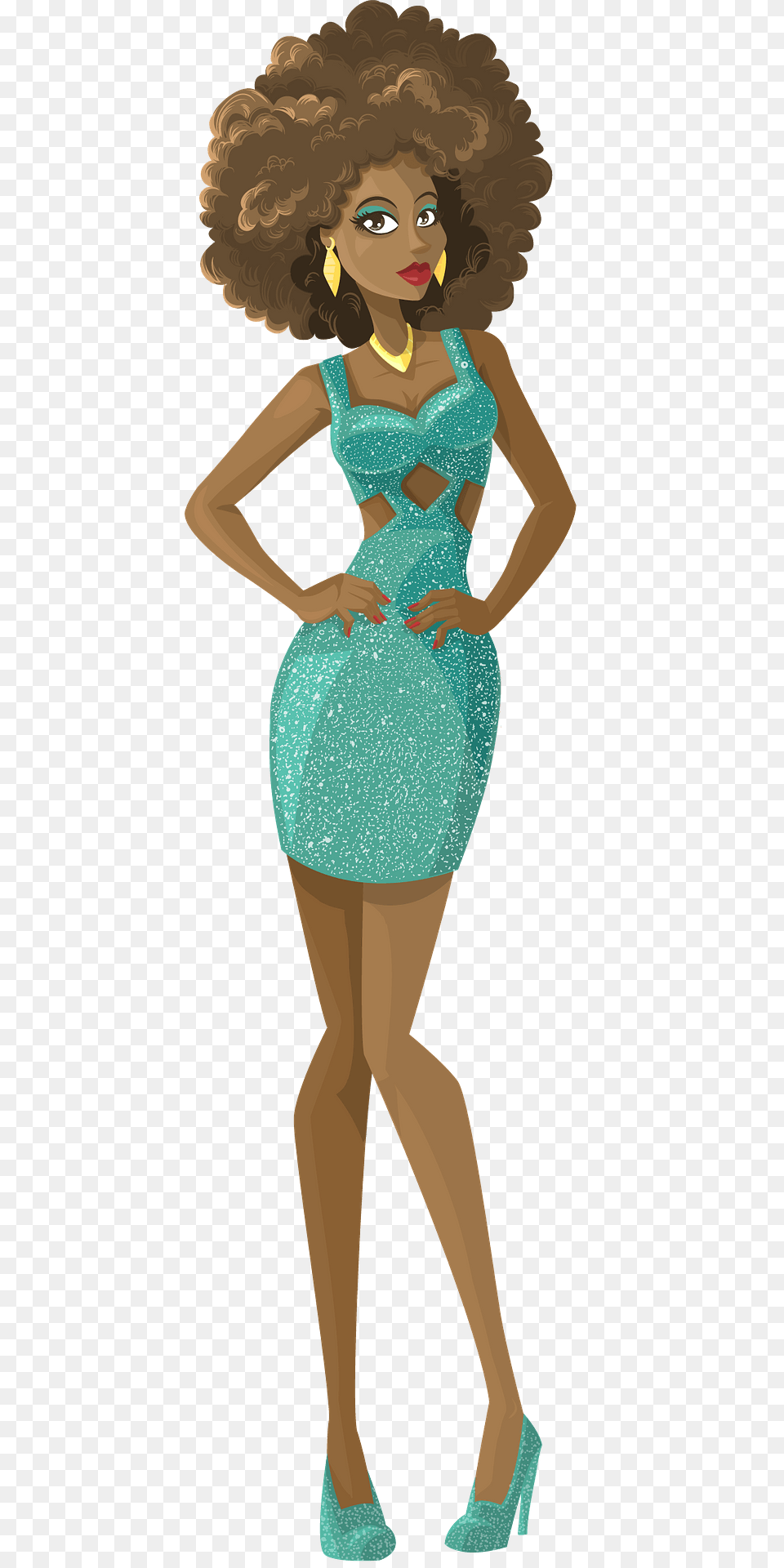 Woman In Mini Skirt Clipart, Clothing, Dress, Person, Evening Dress Png Image