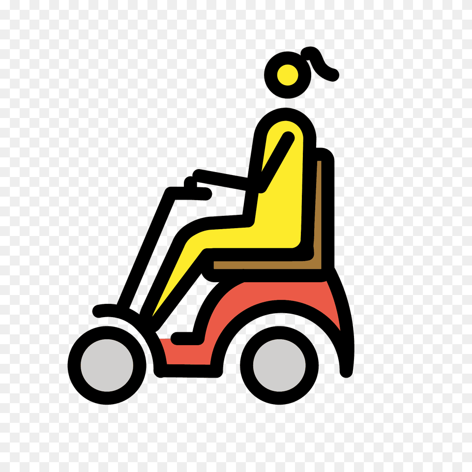 Woman In Motorized Wheelchair Emoji Clipart, Grass, Lawn, Plant, Device Png