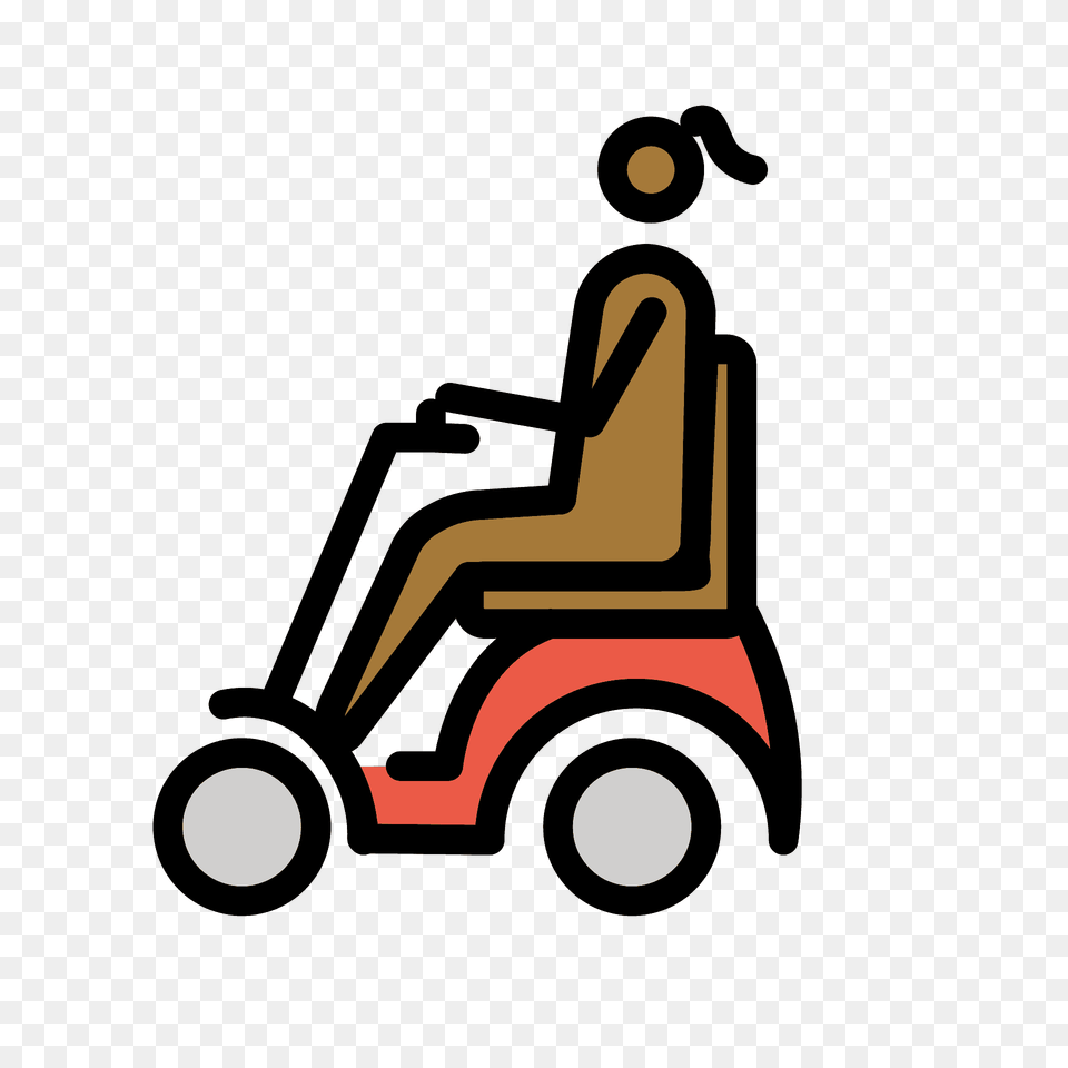 Woman In Motorized Wheelchair Emoji Clipart, Grass, Lawn, Plant, Device Png Image