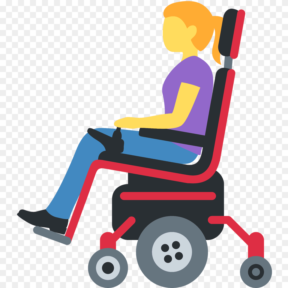 Woman In Motorized Wheelchair Emoji Clipart, Chair, Furniture, Grass, Device Free Transparent Png