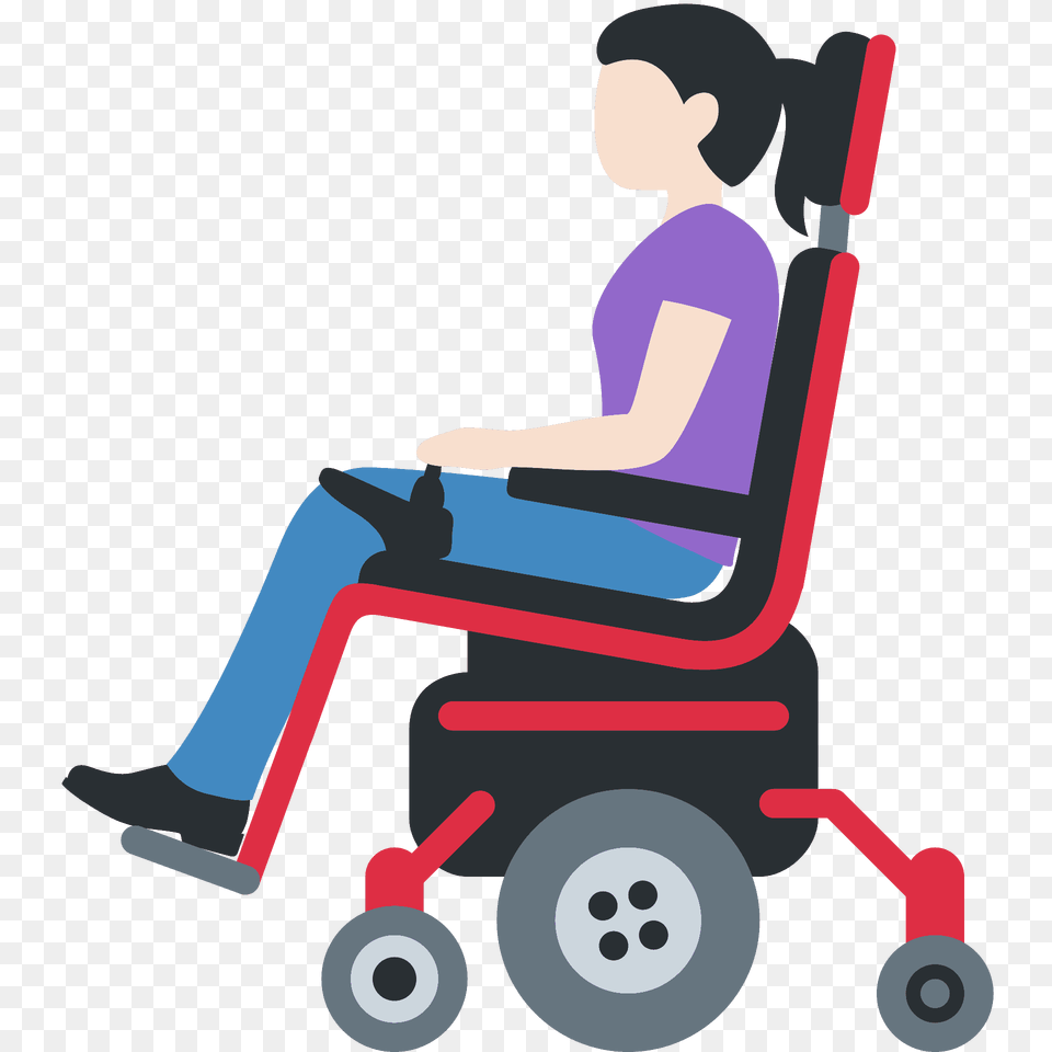 Woman In Motorized Wheelchair Emoji Clipart, Chair, Furniture, Lawn, Tool Free Transparent Png