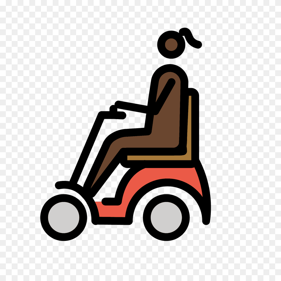 Woman In Motorized Wheelchair Emoji Clipart, Grass, Lawn, Plant, Device Png Image