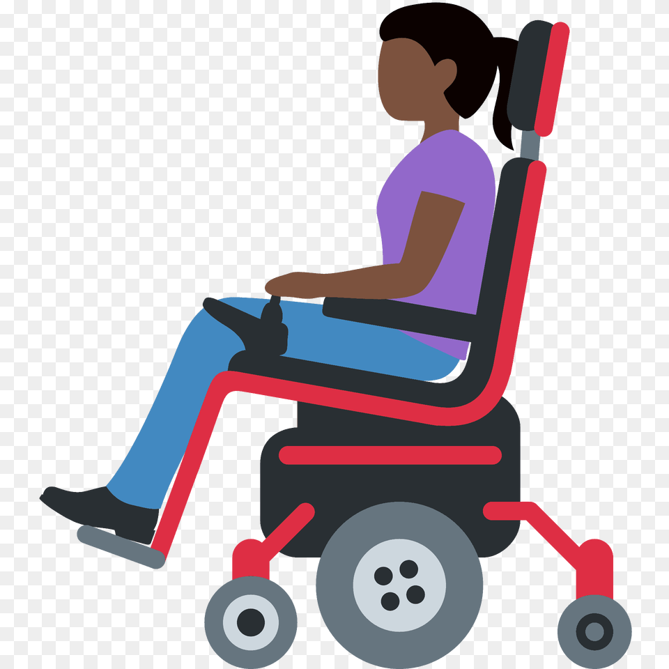 Woman In Motorized Wheelchair Emoji Clipart, Chair, Furniture, Tool, Plant Png Image