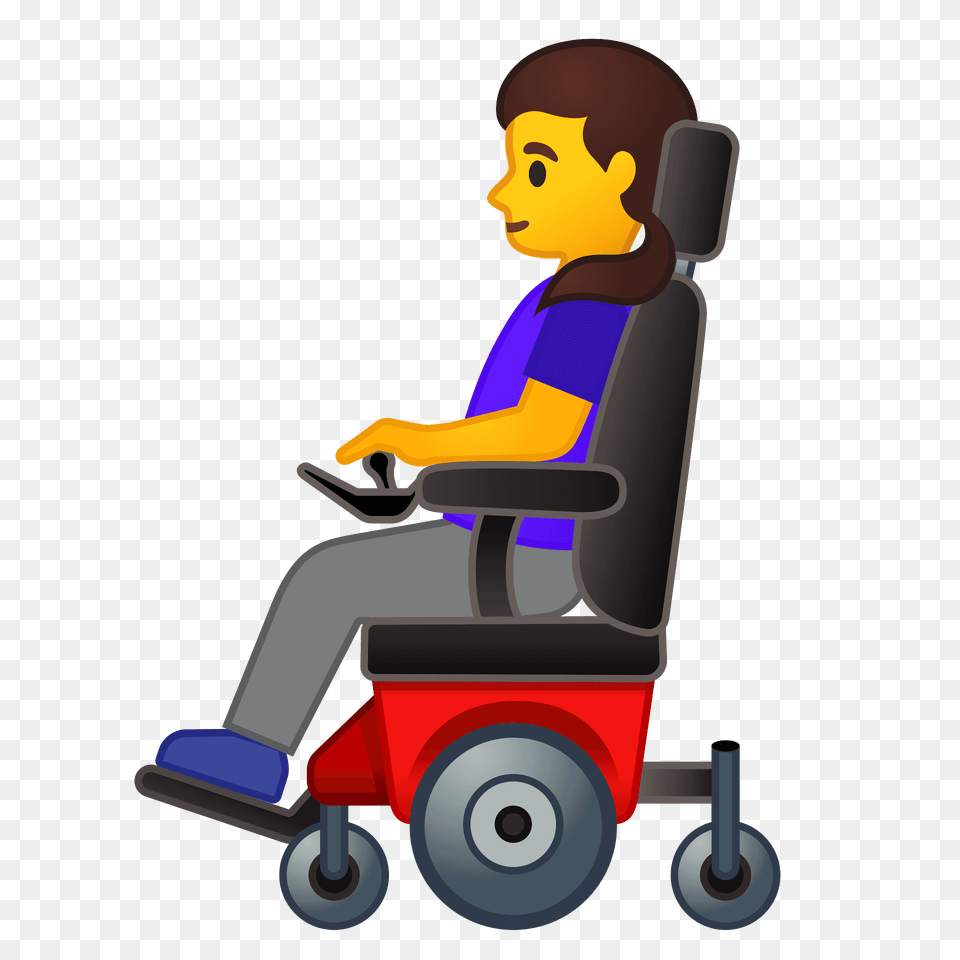 Woman In Motorized Wheelchair Emoji Clipart, Furniture, Chair, Device, Tool Png Image