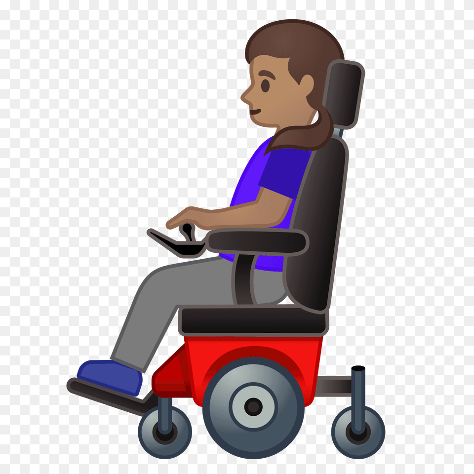 Woman In Motorized Wheelchair Emoji Clipart, Furniture, Chair, Person, Face Free Transparent Png
