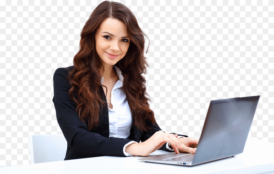 Woman In Office On Laptop Corporate Woman Cartoon Free Transparent Png