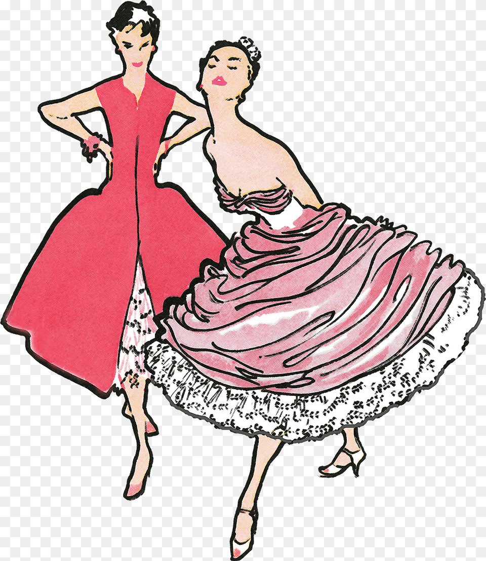 Woman In Pink Vintage Dresses Pink Vintage, Dancing, Leisure Activities, Person, Adult Free Png