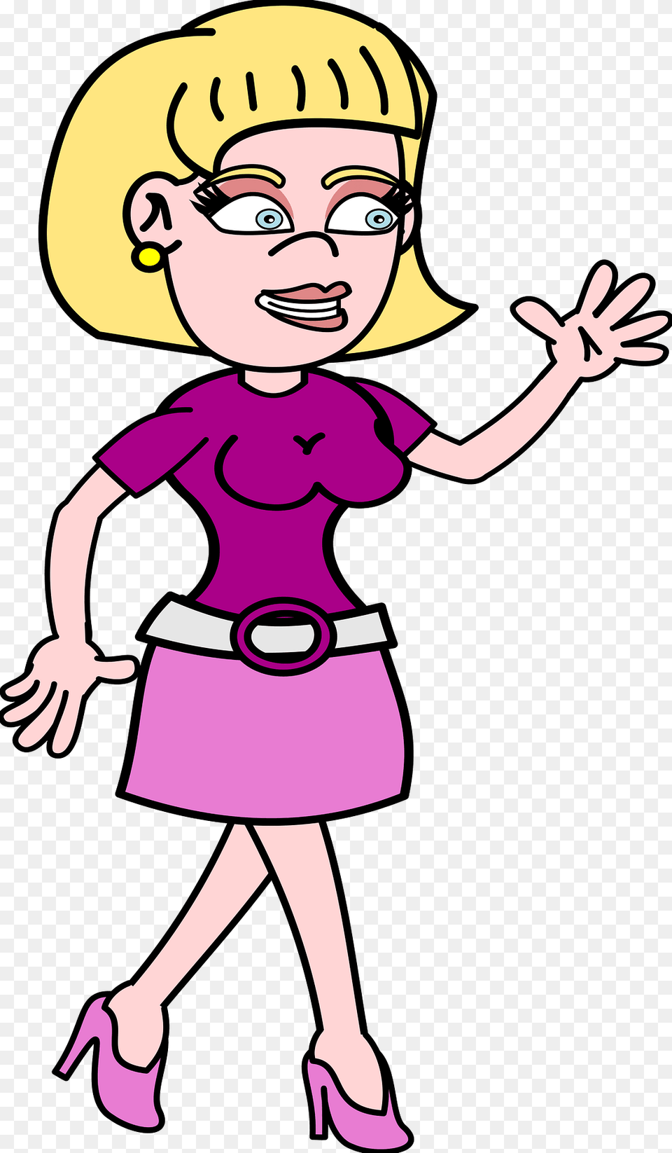 Woman In Pink Walking And Waving Clipart, Publication, Person, Comics, Book Png