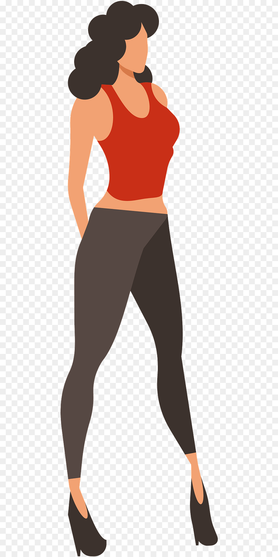 Woman In Red Top Clipart, Clothing, Pants, Person, Walking Png Image