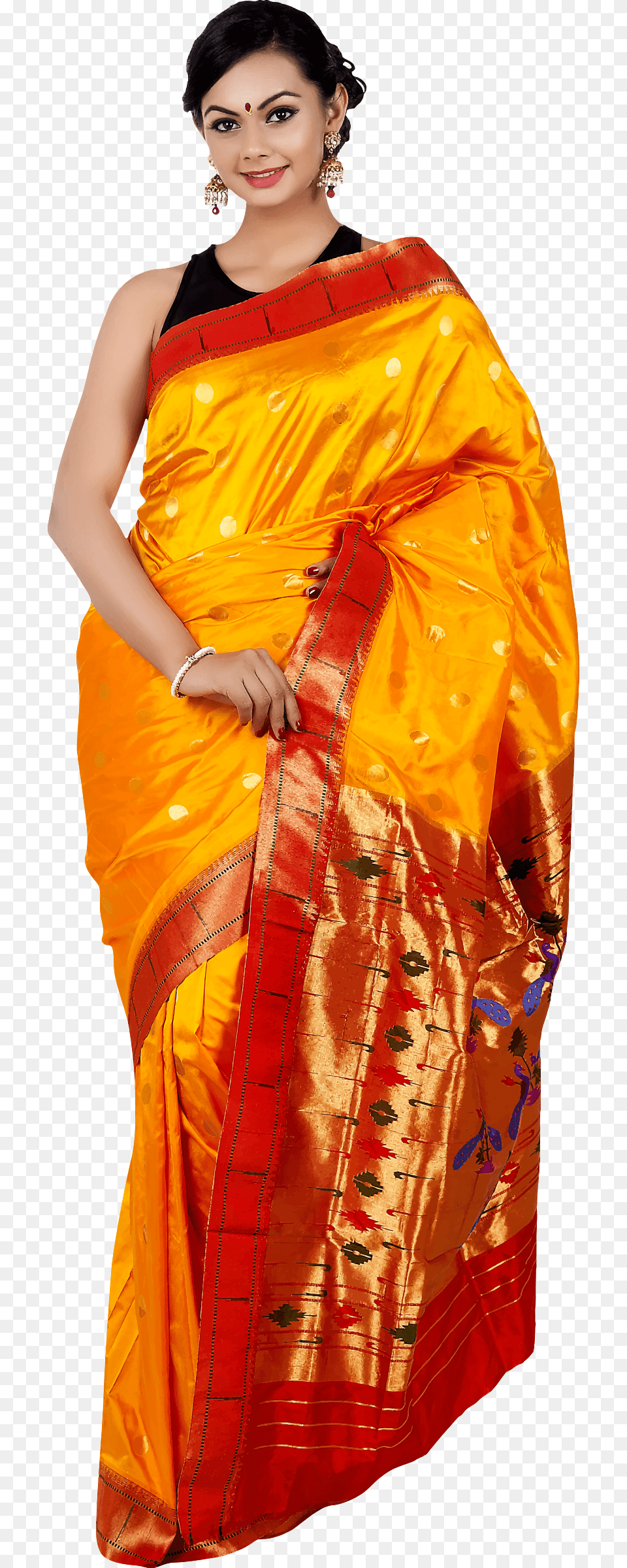 Woman In Saree 5 Clip Arts Woman With Saree, Adult, Female, Person, Silk Free Png