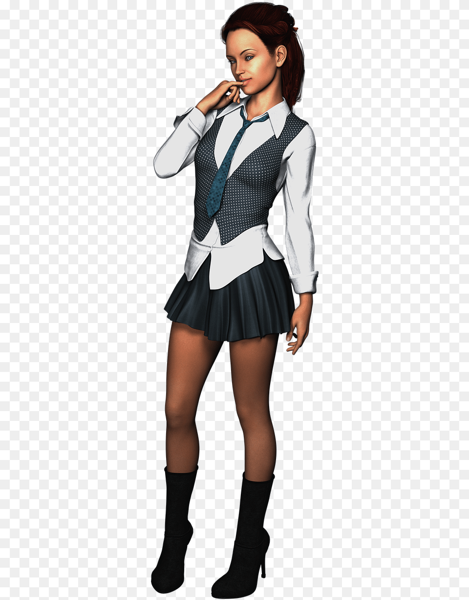 Woman In School Uniform, Accessories, Teen, Skirt, Person Png Image