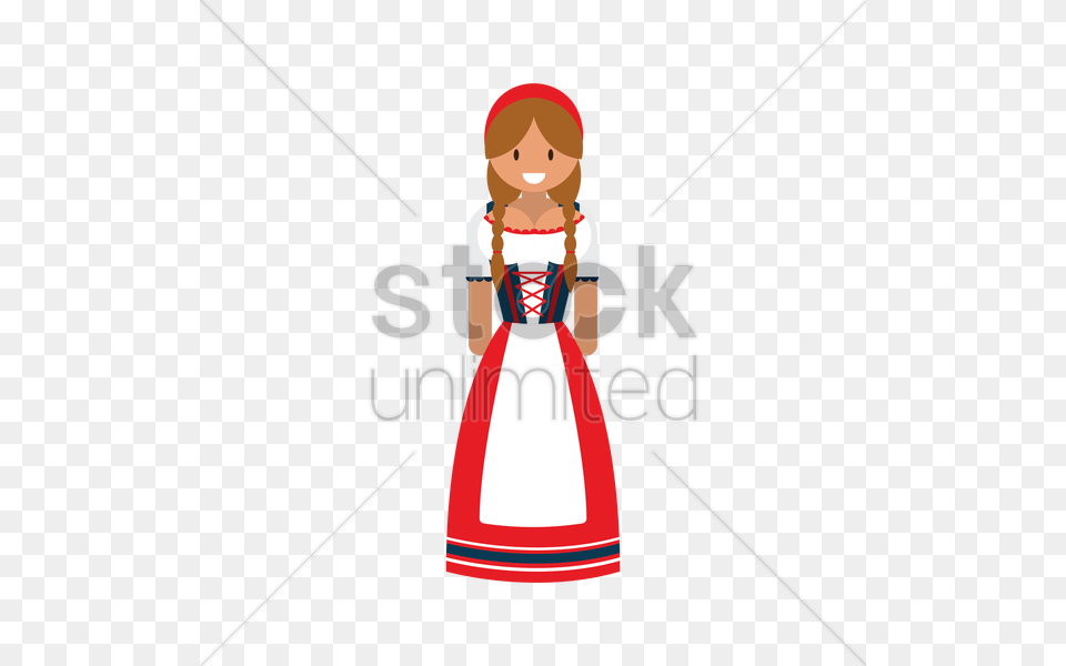 Woman In Traditional Switzerland Attire Vector, Baby, Person, Clothing, Dress Free Png Download