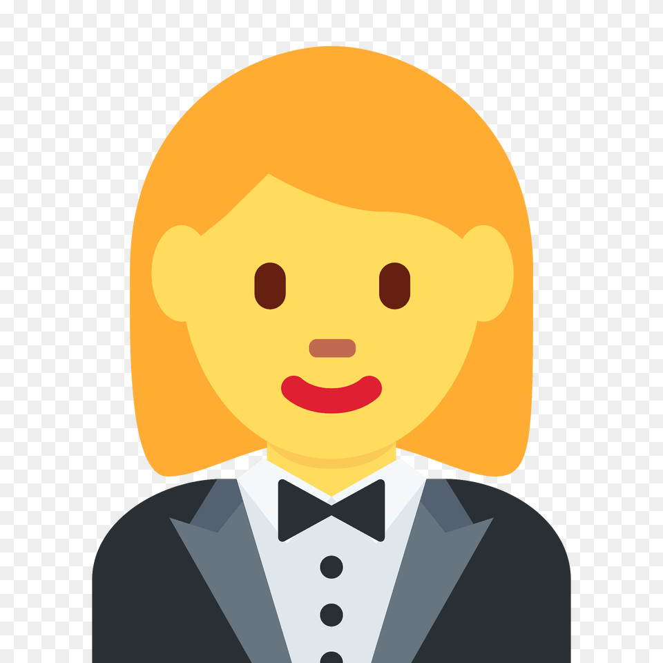Woman In Tuxedo Emoji Clipart, Person, Clothing, Face, Formal Wear Png