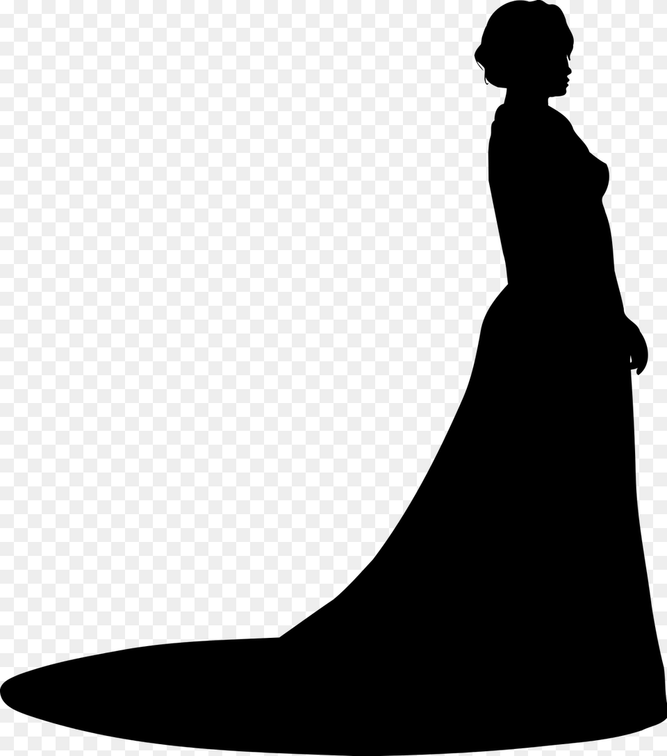 Woman In Wedding Dress Silhouette, Gray Free Transparent Png