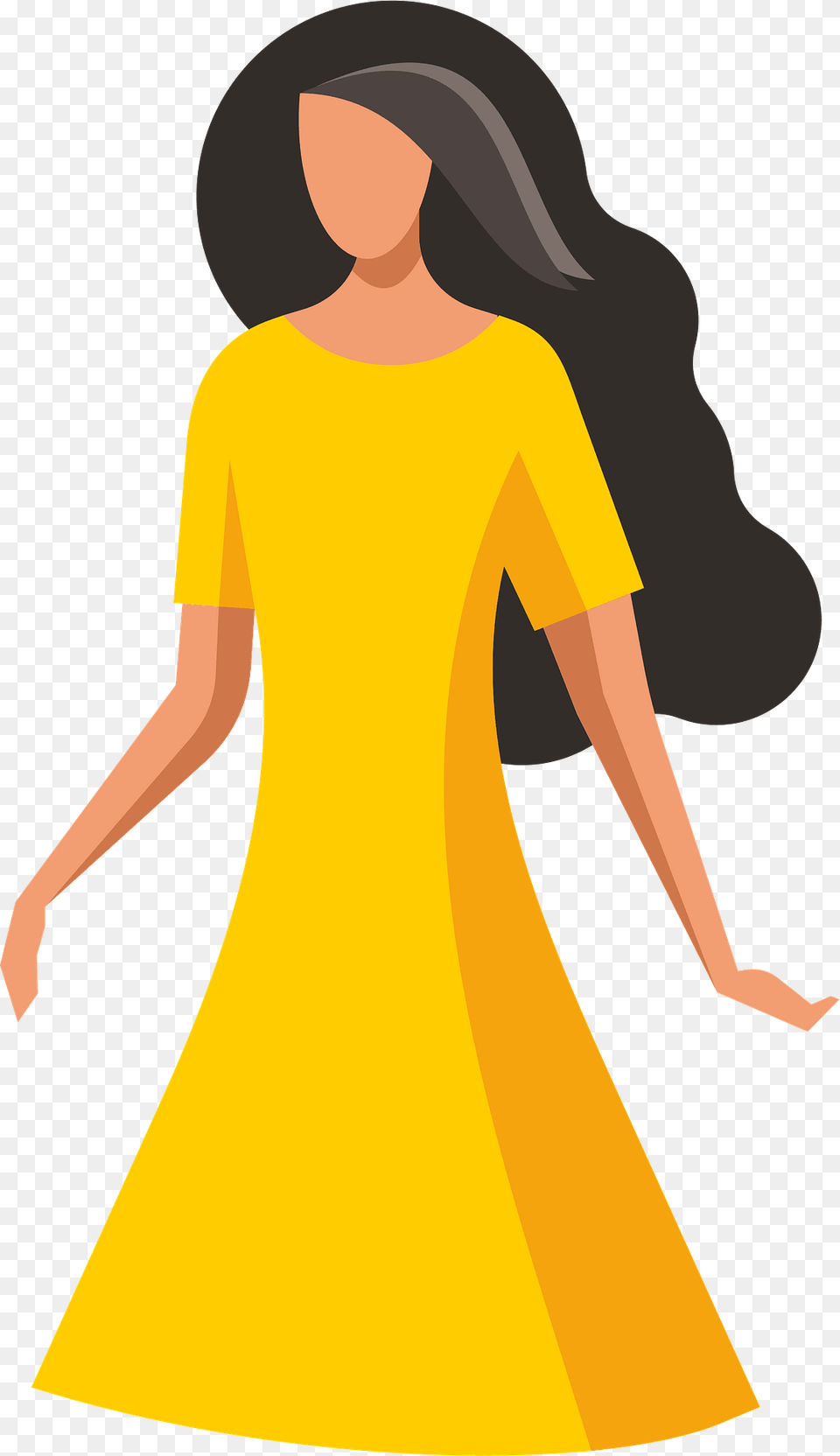 Woman In Yellow Dress Clipart, Clothing, Adult, Person, Female Free Transparent Png