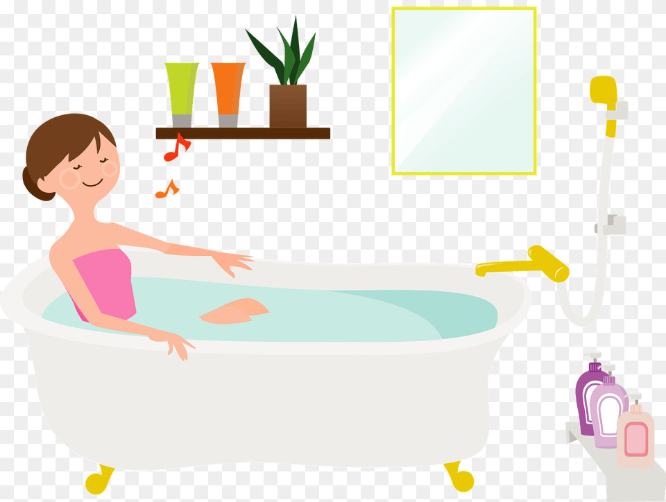 Woman Is Bathing Clipart, Bathtub, Tub, Person, Head Free Png