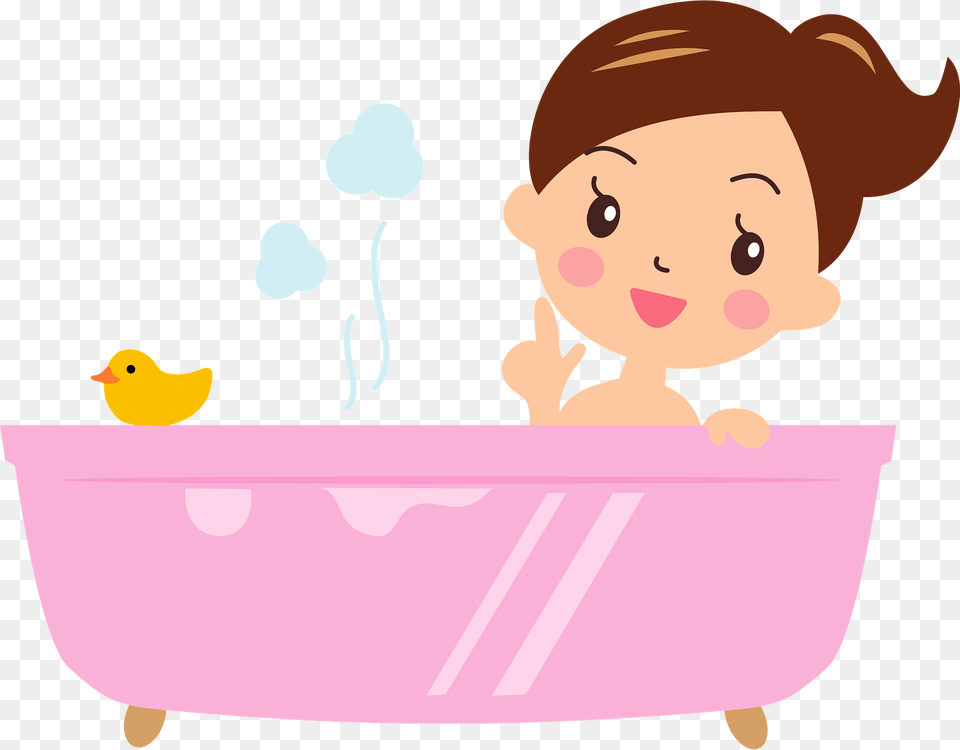 Woman Is Bathing Clipart, Bathtub, Person, Tub, Face Png